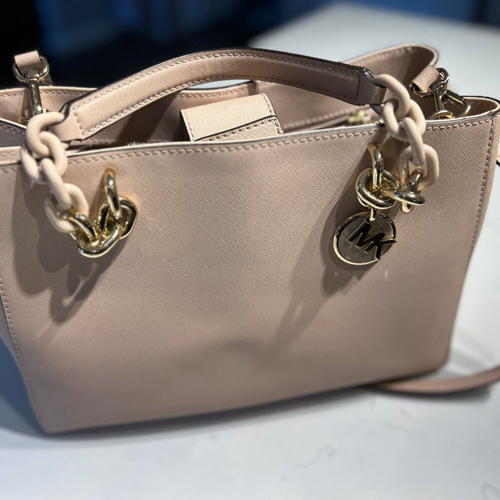 Michael Kors Pink Saffiano Leather Small Cynthia Tote